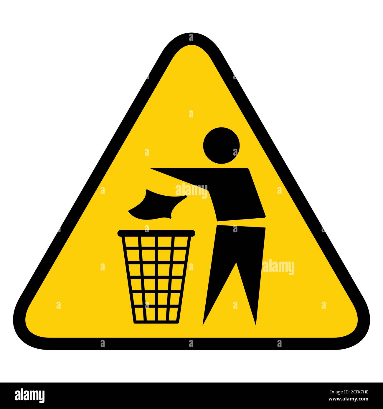 Do not litter flat icon in yellow triangle isolated on white background. Keep it clean vector illustration. Tidy symbol . Stock Vector