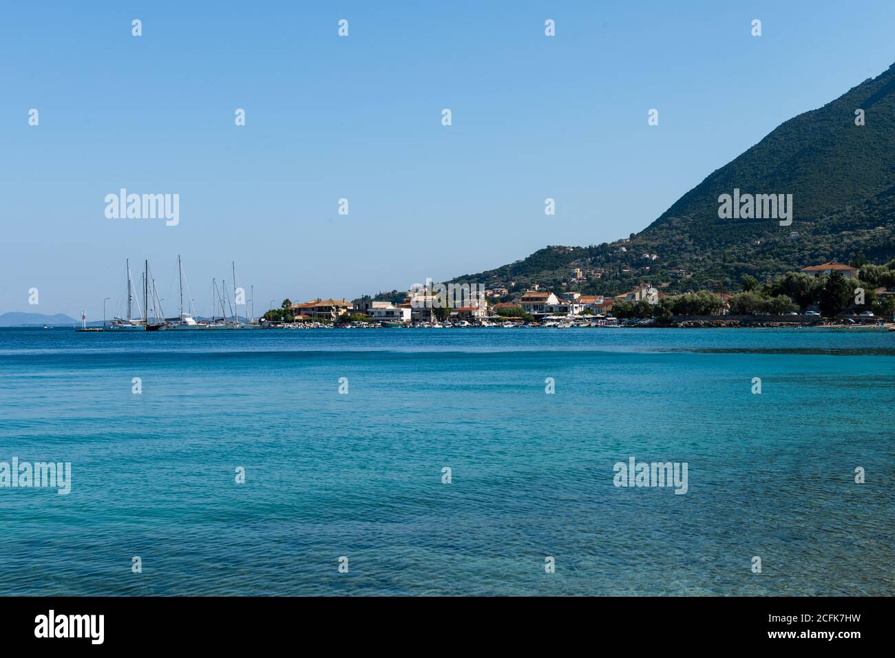 The seaside holiday resort Nikiana on the Greek Ionian island Lefkada. Stock Photo