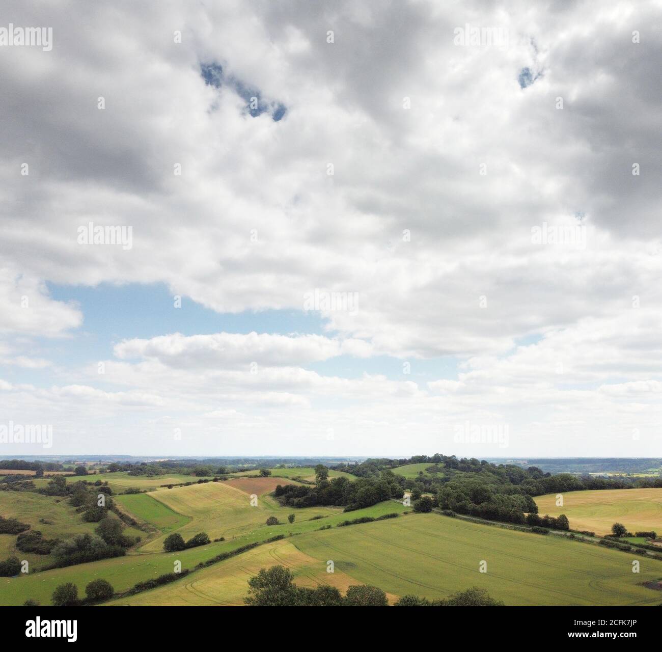 aerial view of farmland in the oxfordshire countryside in england Stock