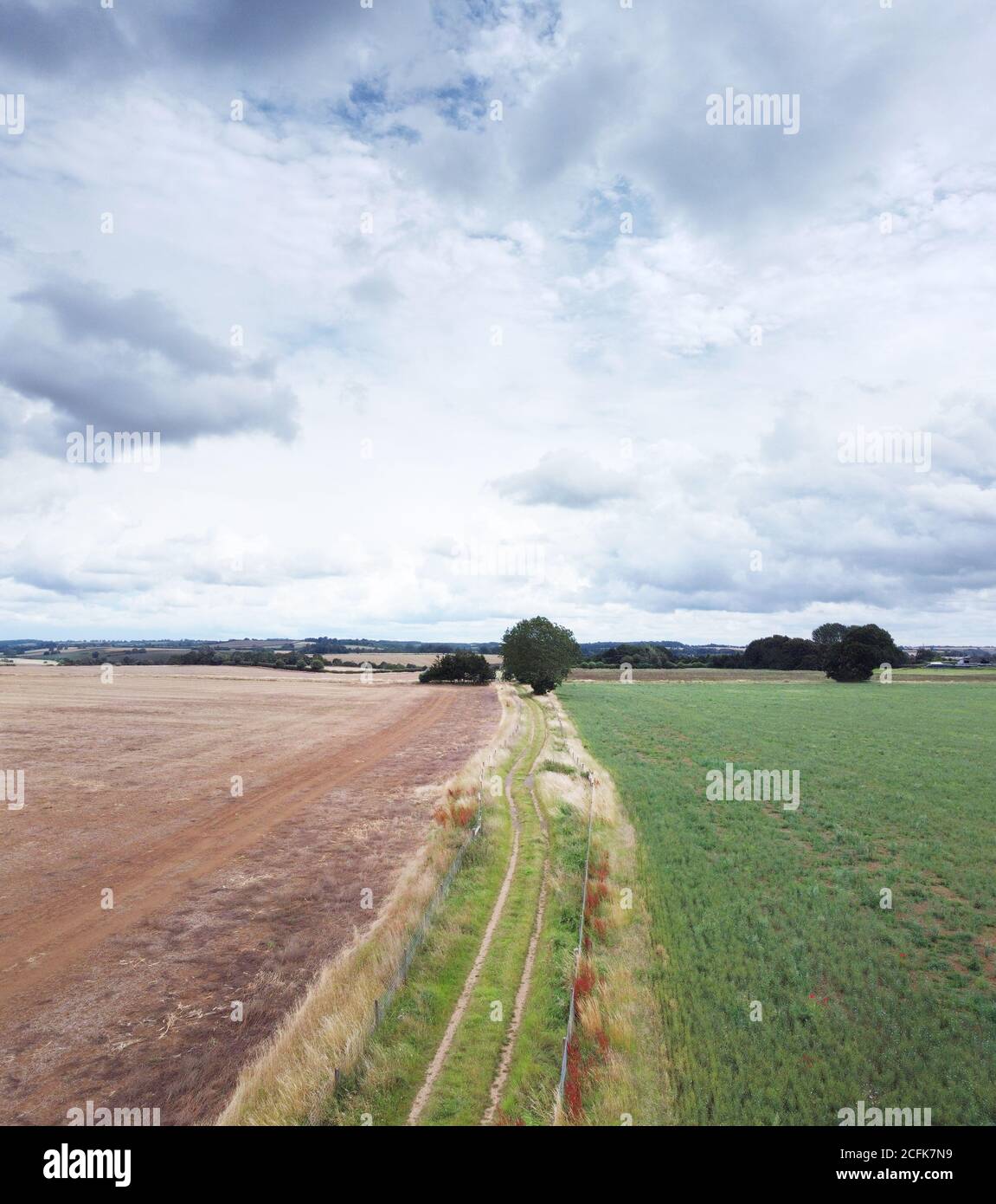aerial view of farmland in the oxfordshire countryside in england Stock