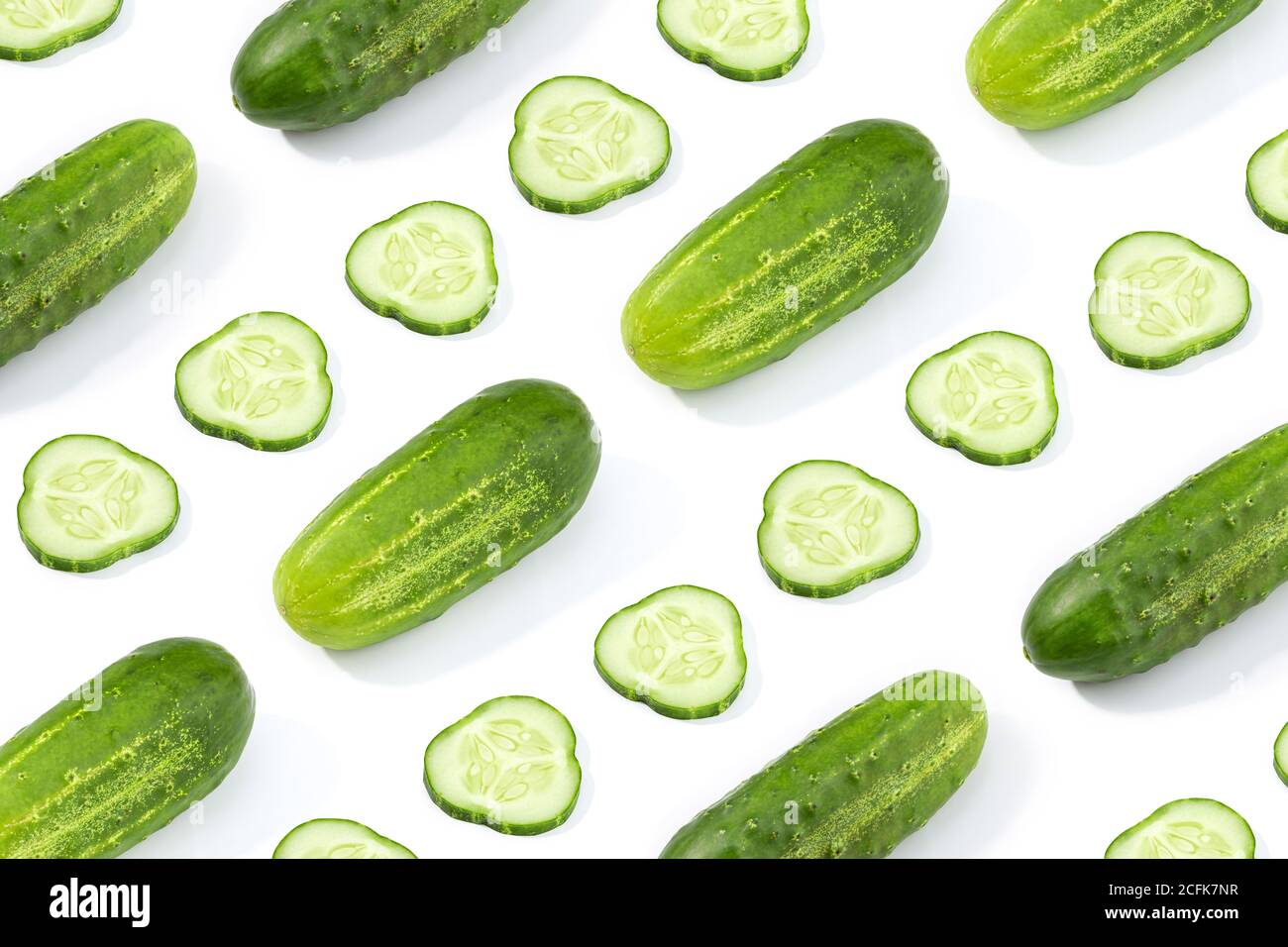 Cucumber pattern isolated on white background. Cucumis sativus Stock Photo