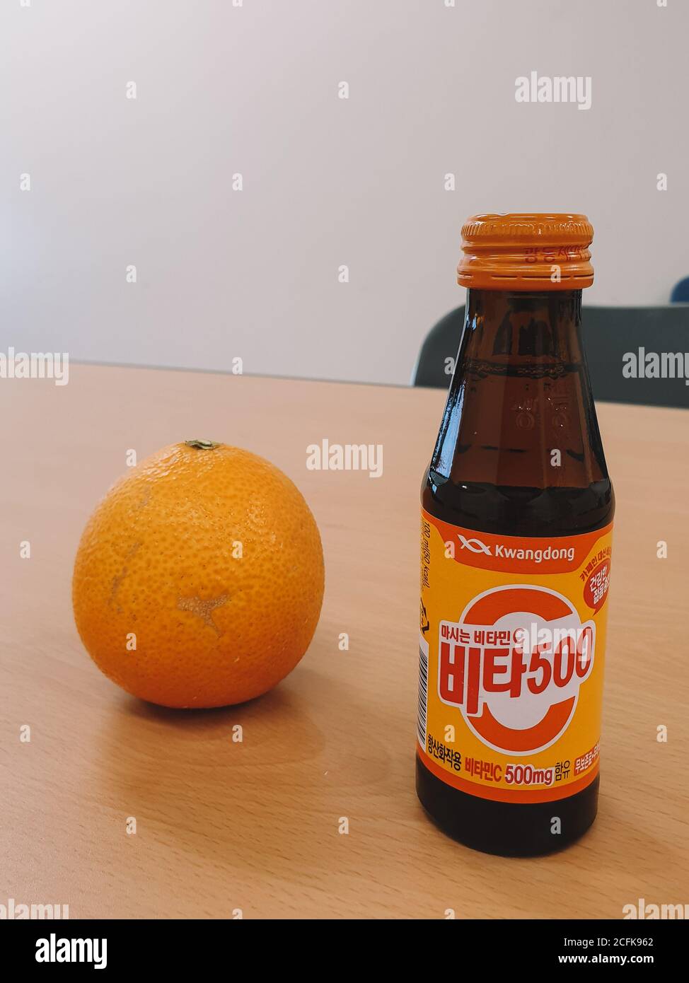 Seoul, South Korea Mandarin orange and Vita 500, a popular vitamin