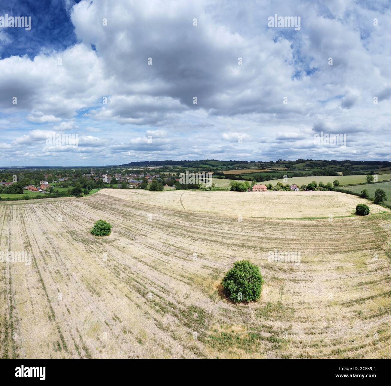 aerial view of farmland in the oxfordshire countryside in england Stock