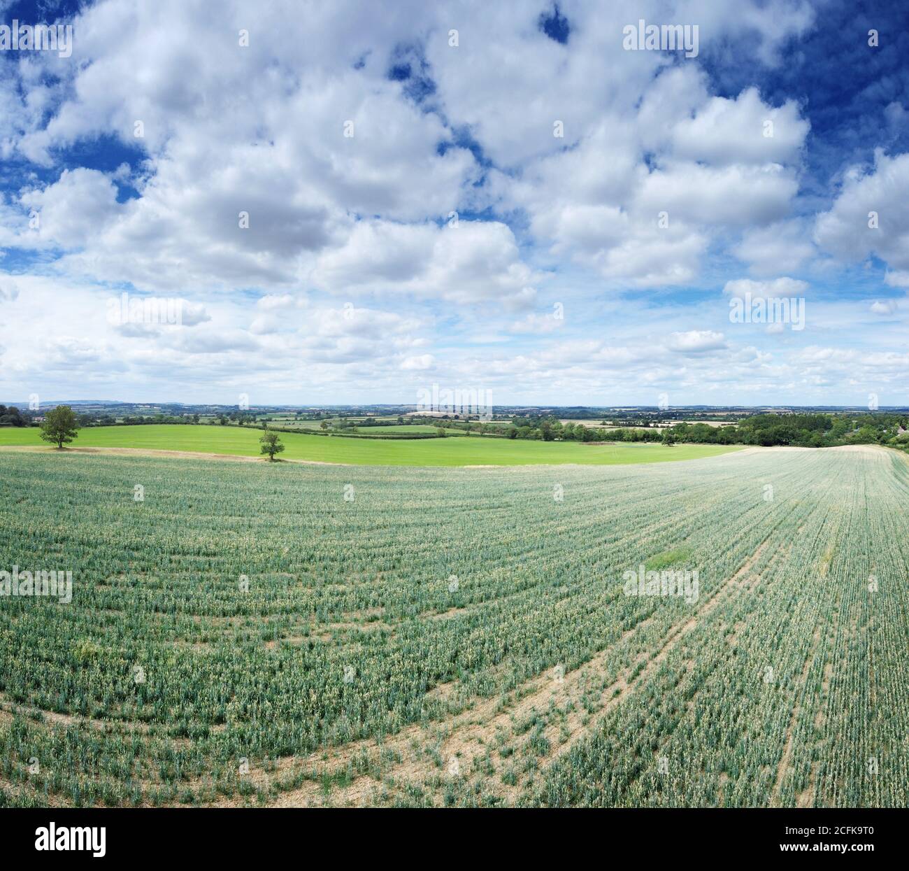 aerial view of farmland in the oxfordshire countryside in england Stock