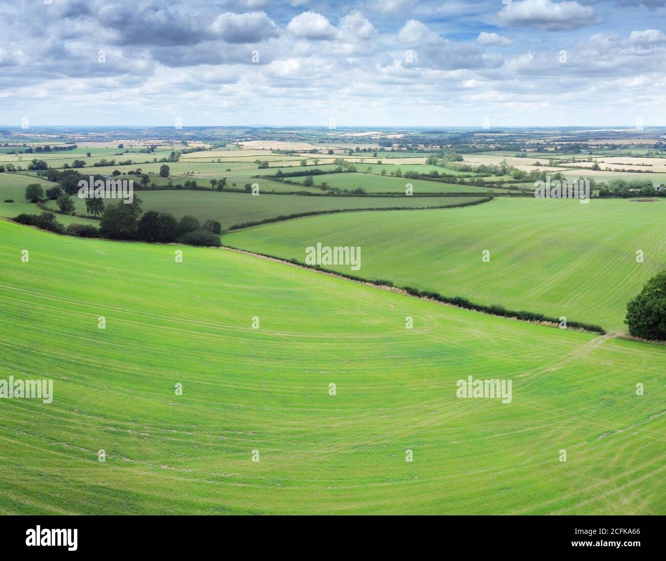 aerial view of farmland in the oxfordshire countryside in england Stock