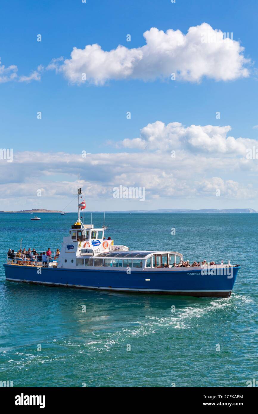 The Dorset Belle boat cruises around Poole bay, Bournemouth, Dorset UK