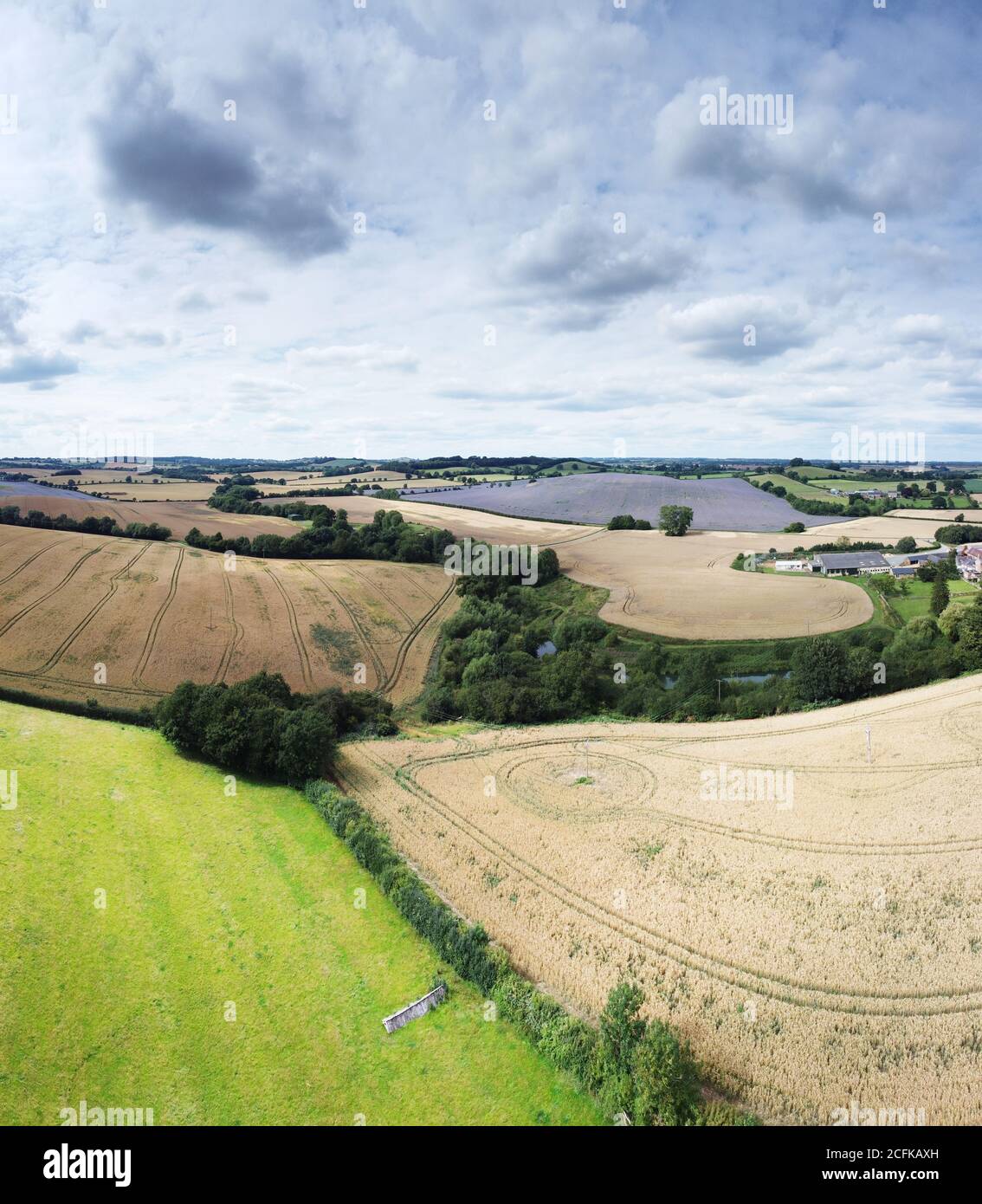 aerial view of farmland in the oxfordshire countryside in england Stock