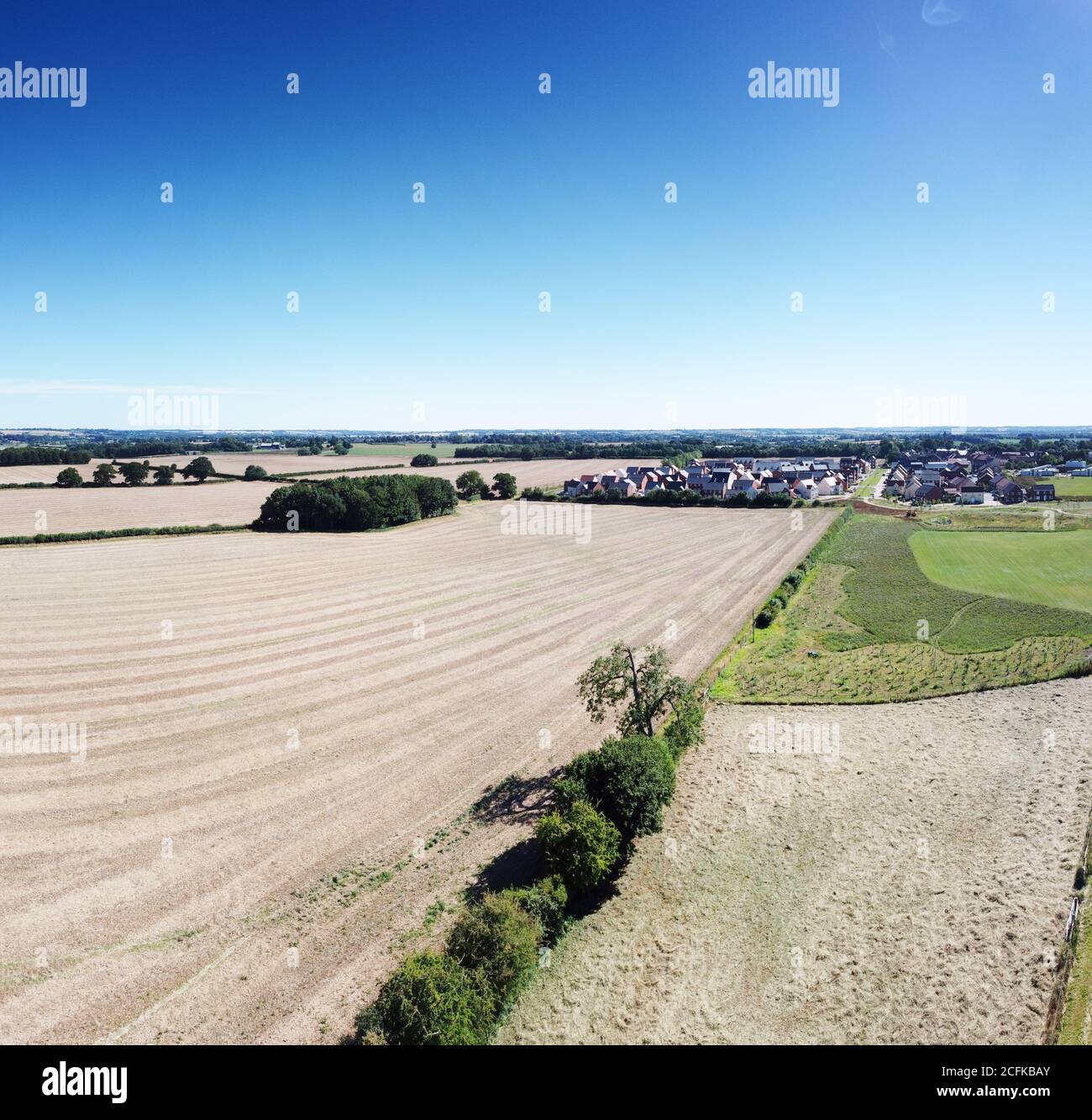 aerial view of farmland in the oxfordshire countryside in england Stock