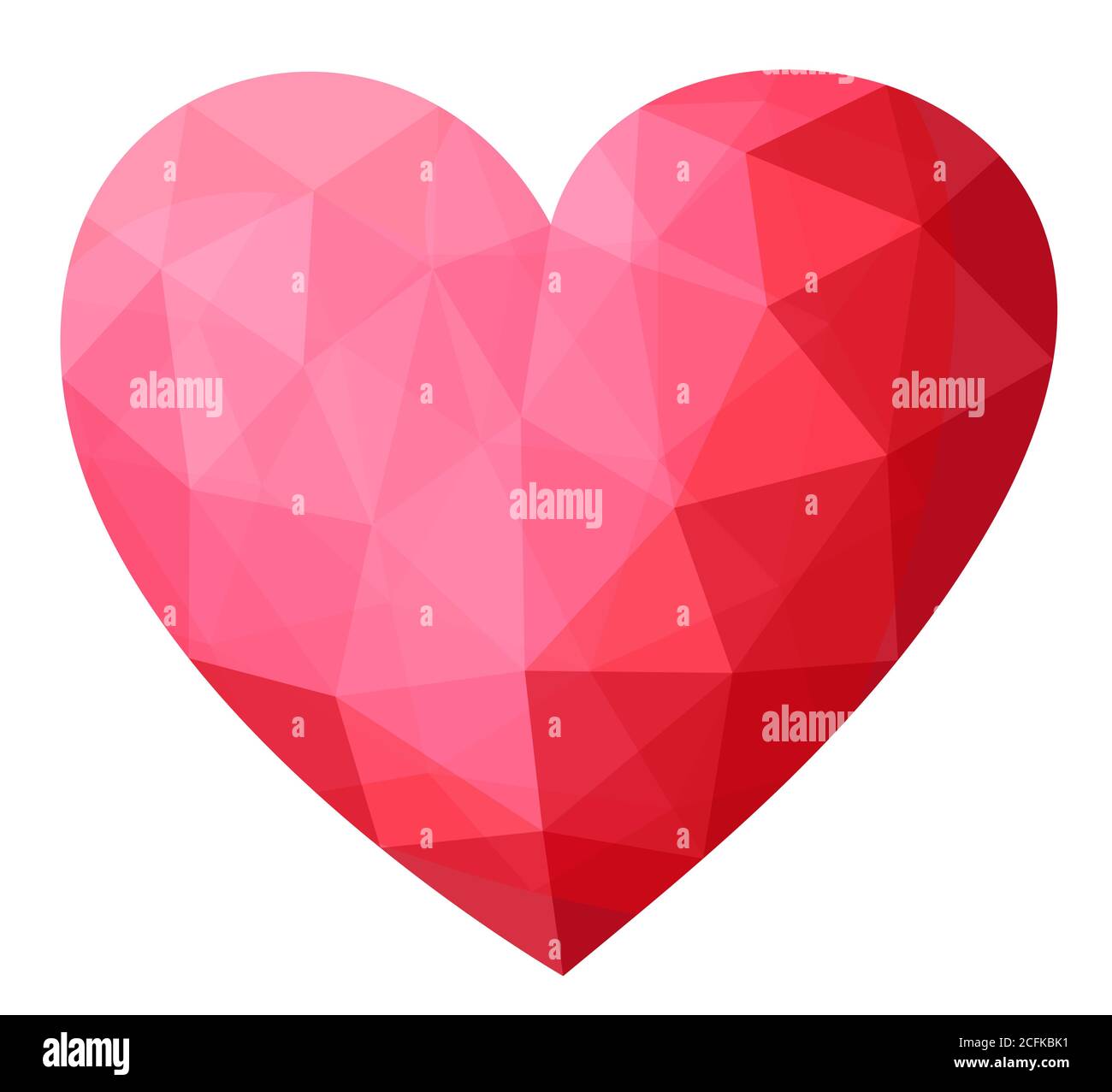 Beautiful illustration with crystal pink heart on white background ...