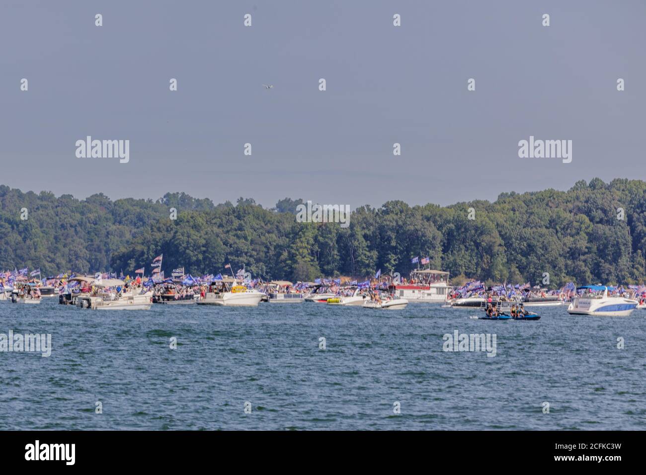 Buford, Georgia, United States of America - September 06, 2020: Trump boat parade at Lake Lanier. Stock Photo