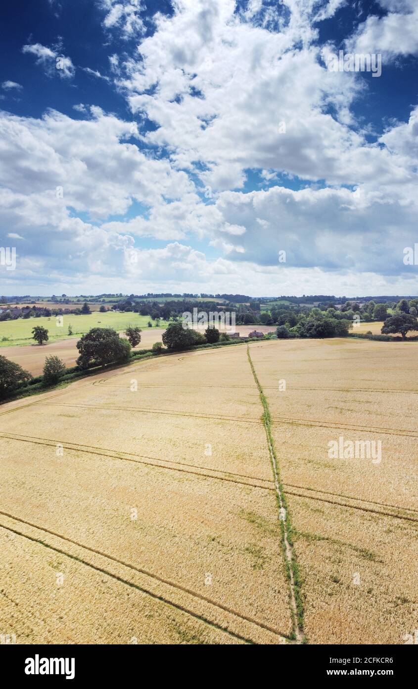 aerial view of farmland in the oxfordshire countryside in england Stock