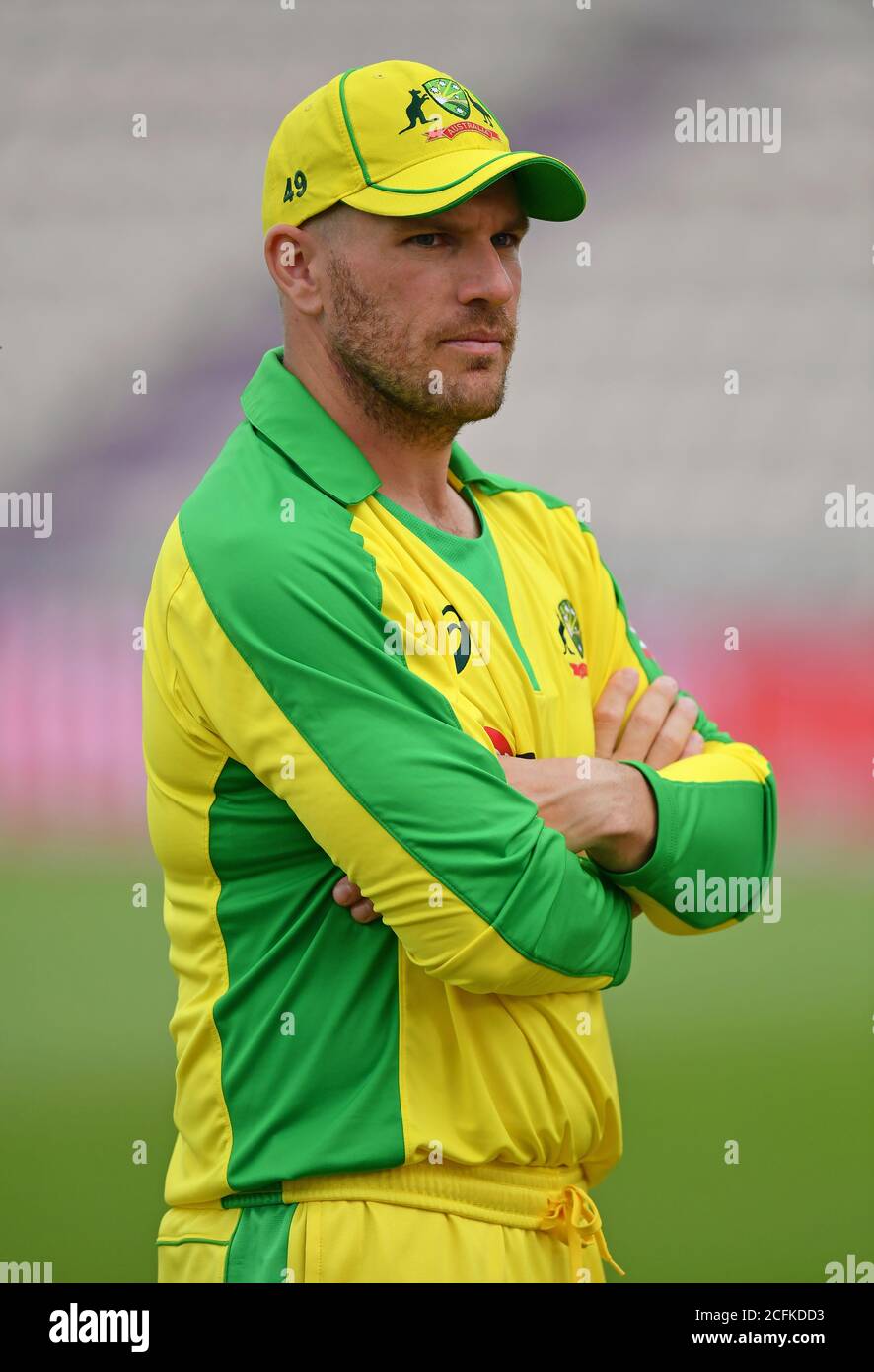 Australia's Aaron Finch during the second Vitality IT20 match at the Ageas Bowl, Southampton. Stock Photo