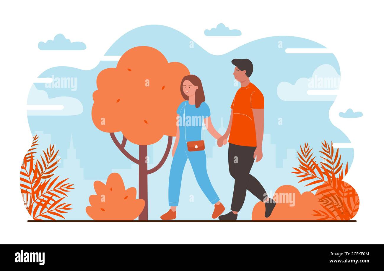 Vector cartoon couple holding hands hi-res stock photography and images -  Alamy