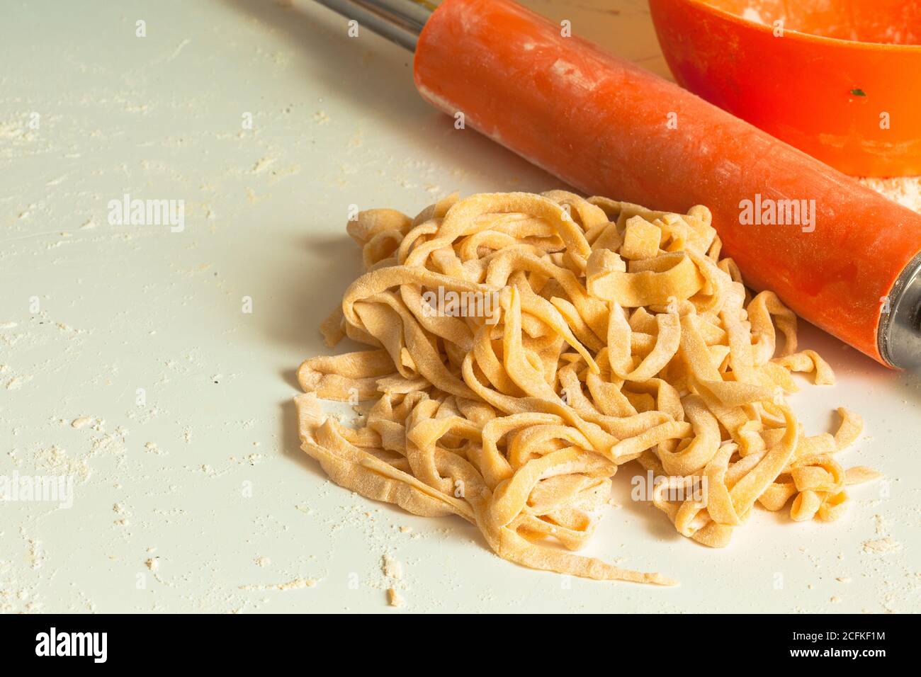 home cooking - making italian pasta from dough Stock Photo