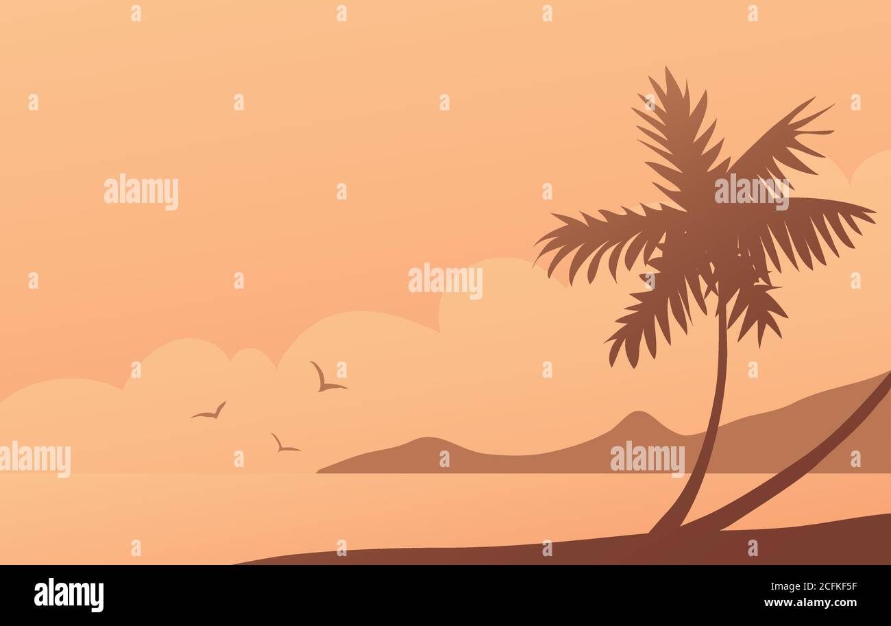 Seashore with a tropical palm Stock Vector Image & Art - Alamy