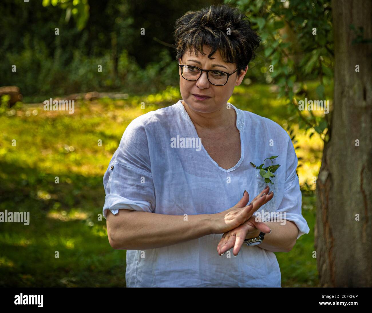 Workshop about foraging and cooking with wild Herbs in Grevenbroich, Germany Stock Photo