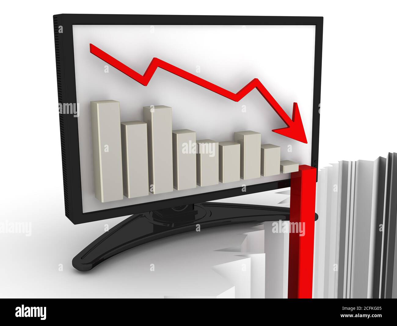 Collapse Indicator Chart of rapid fall in the monitor. Financial crisis concept. The ...