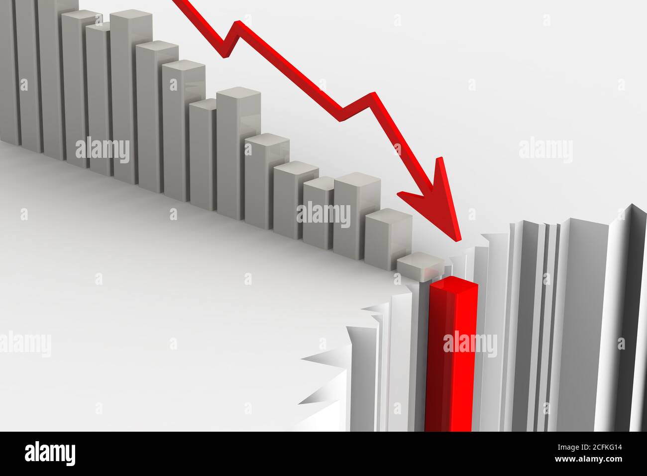Chart of rapid fall. Financial crisis concept. The collapse of economic ...