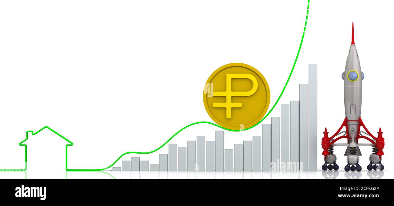 Rising real estate prices. Graph of rapid growth with the contour of