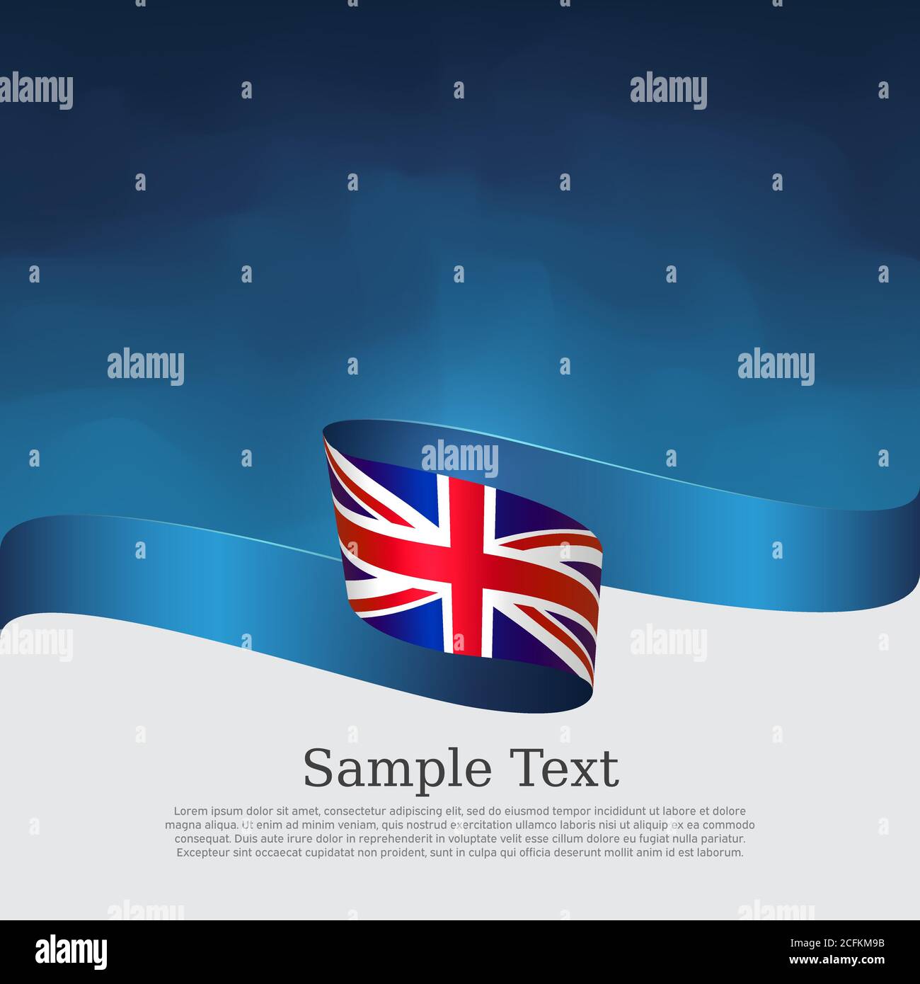 Great Britain flag background. Wavy ribbon color flag of great britain