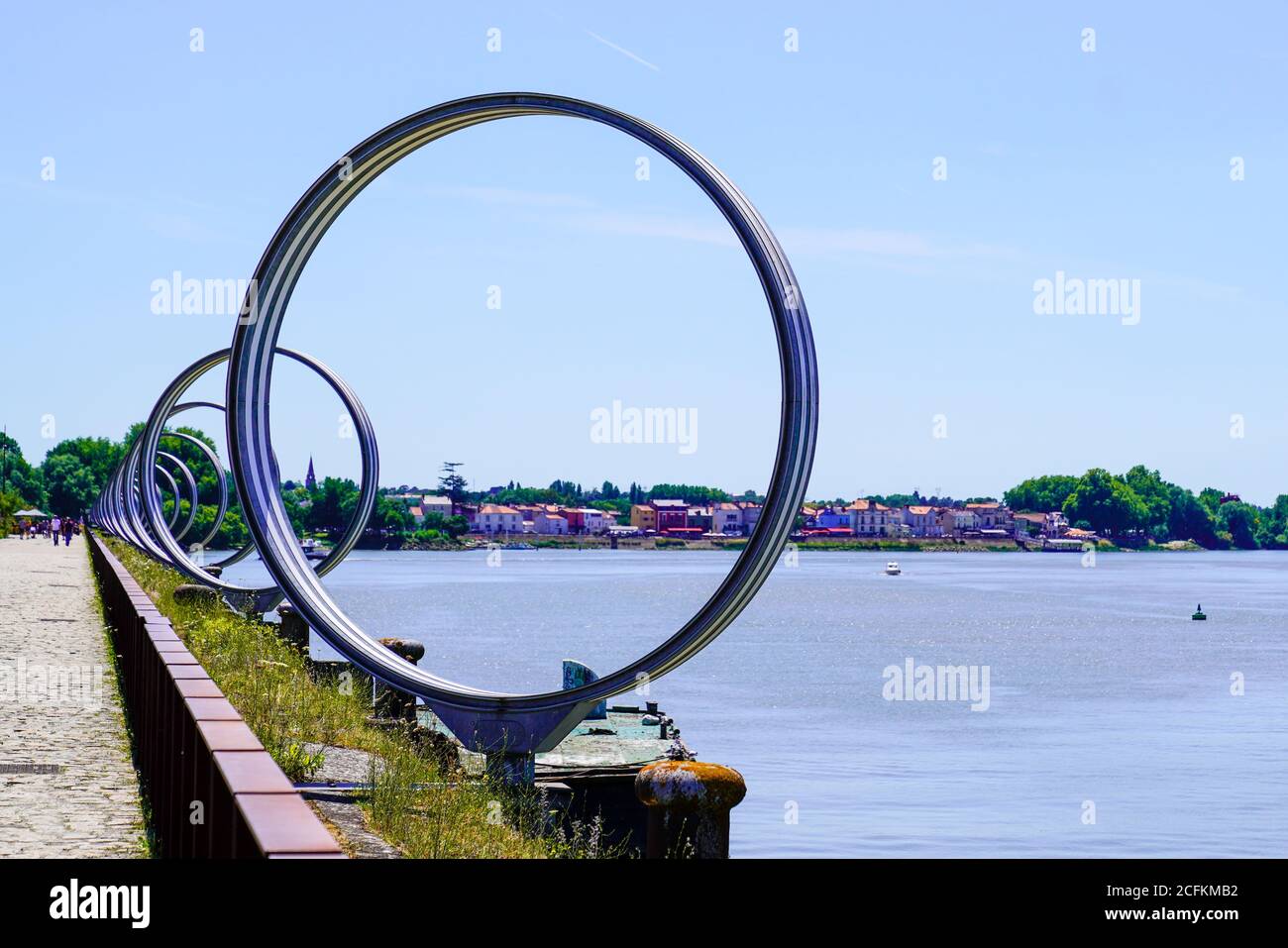 Nantes , loire Atlantique / France - 09 01 2020 : Les Anneaux on Island of Nantes with double perspective Stock Photo