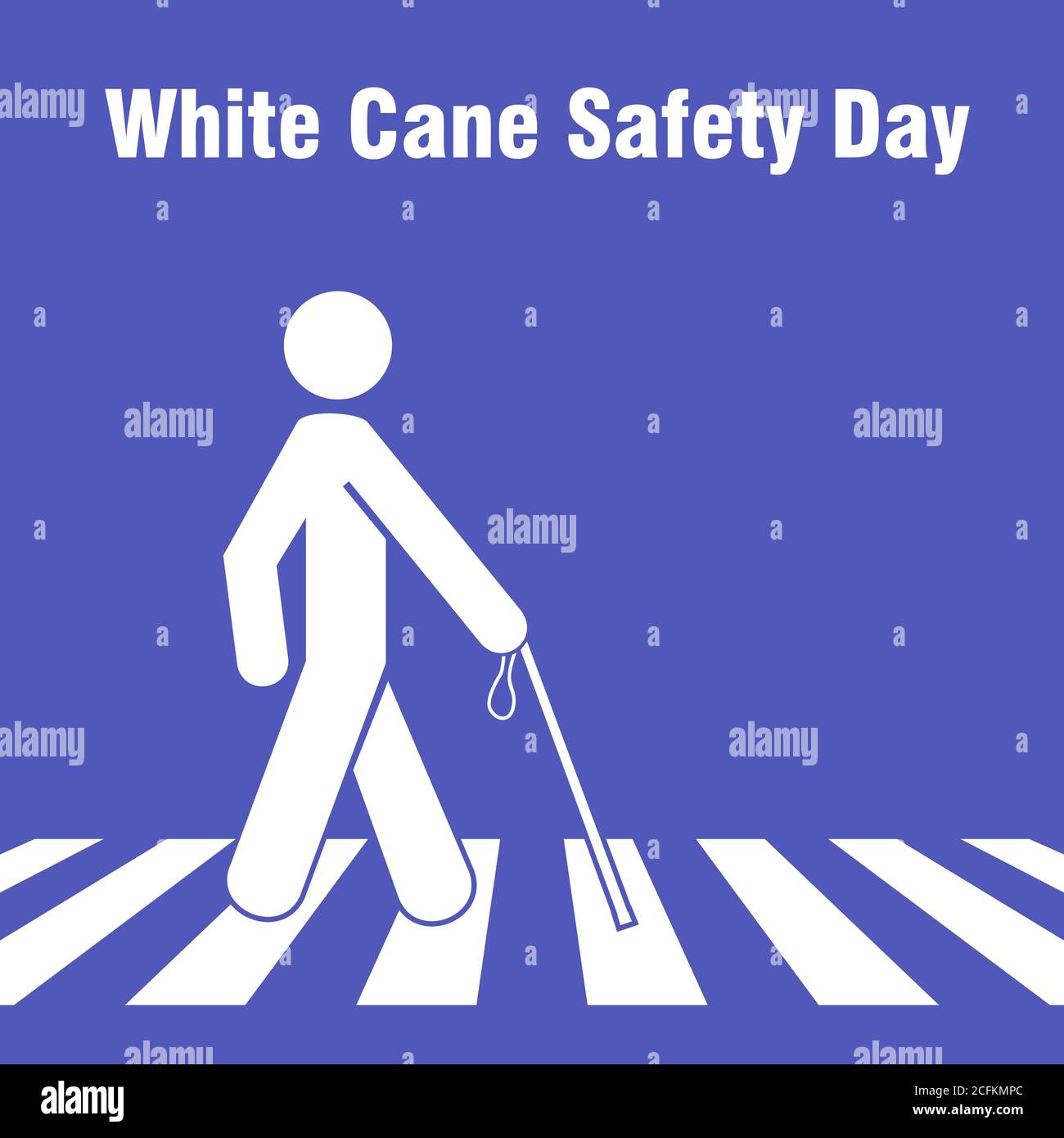 WHITE CANE DAY man cross Stock Vector