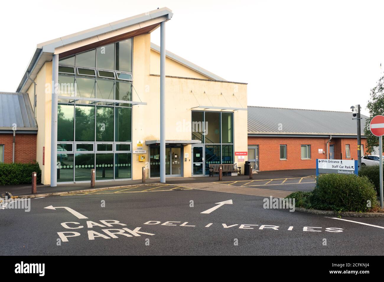 September 2020 - Main entrance to the West Mendip Hospital in Glastonbury, Somerset, UK Stock Photo