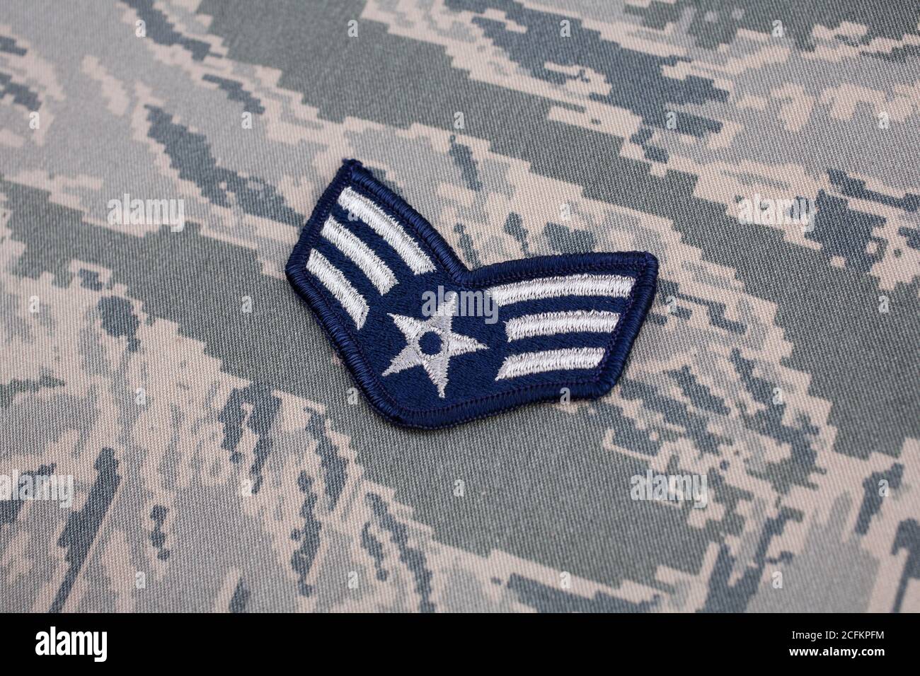August 31, 2020. US AIR FORCE Senior Airman rank patch on digital tiger