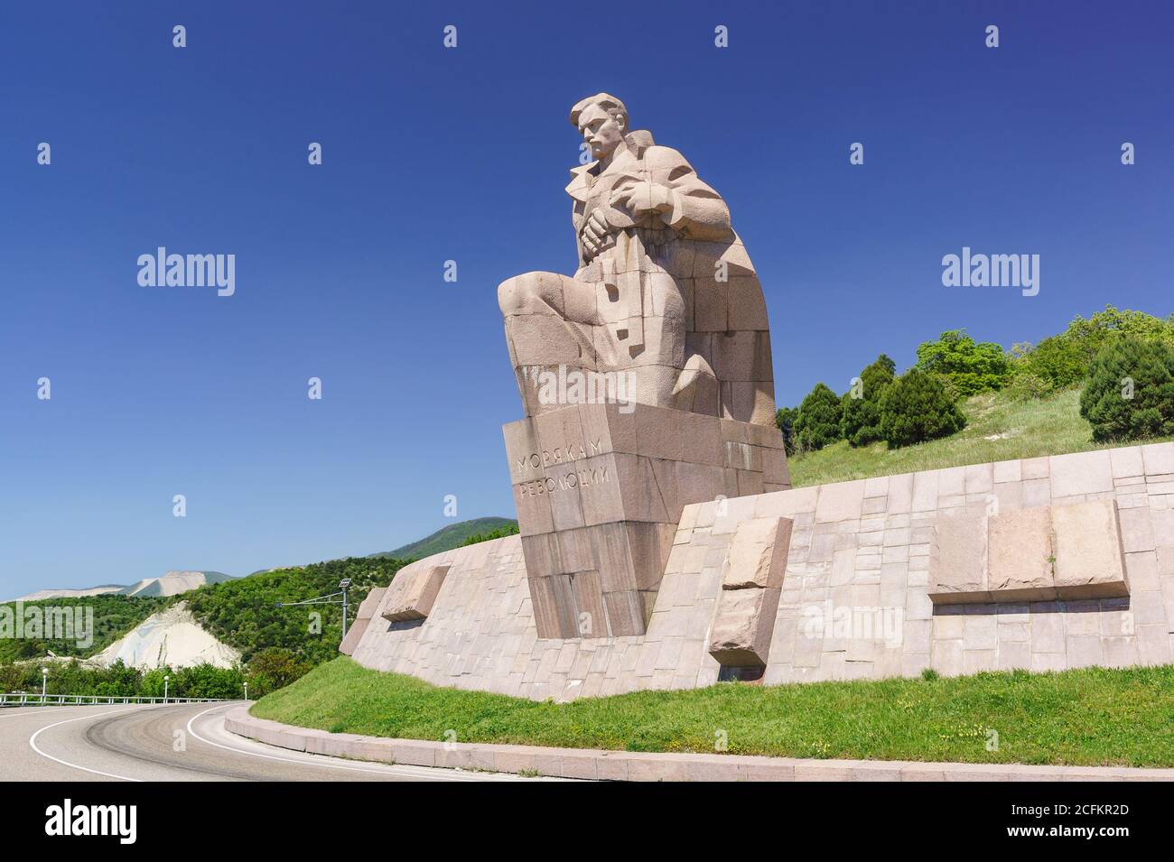 Novorossiysk, Krasnodar Krai, Russia - April 29.2017: Monument 'to the Sailors of the revolution' at the turn of the route Novorossiysk-Tuapse Stock Photo