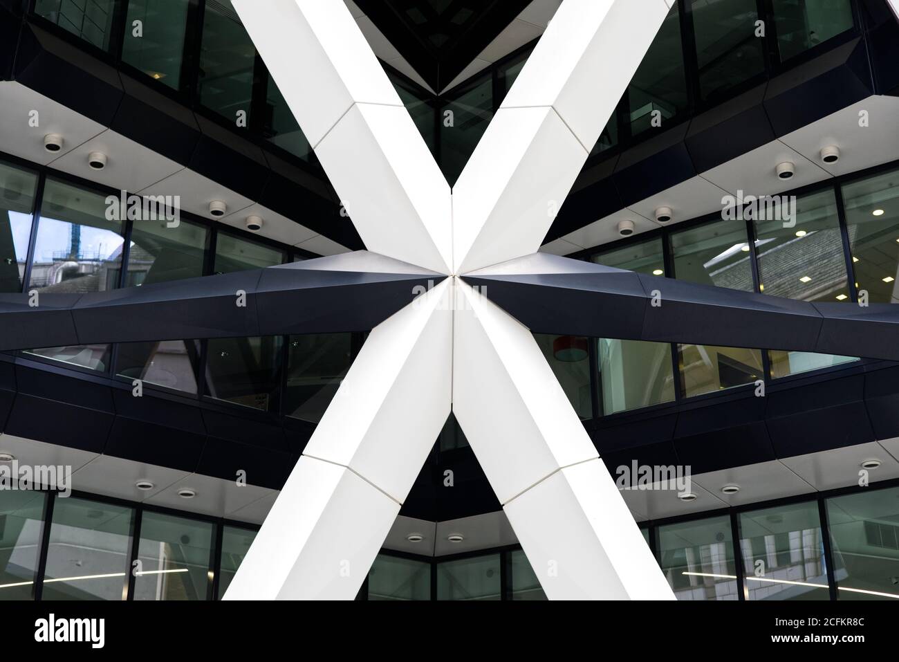 abstract of the patterned entrance to the Gherkin building London Stock Photo