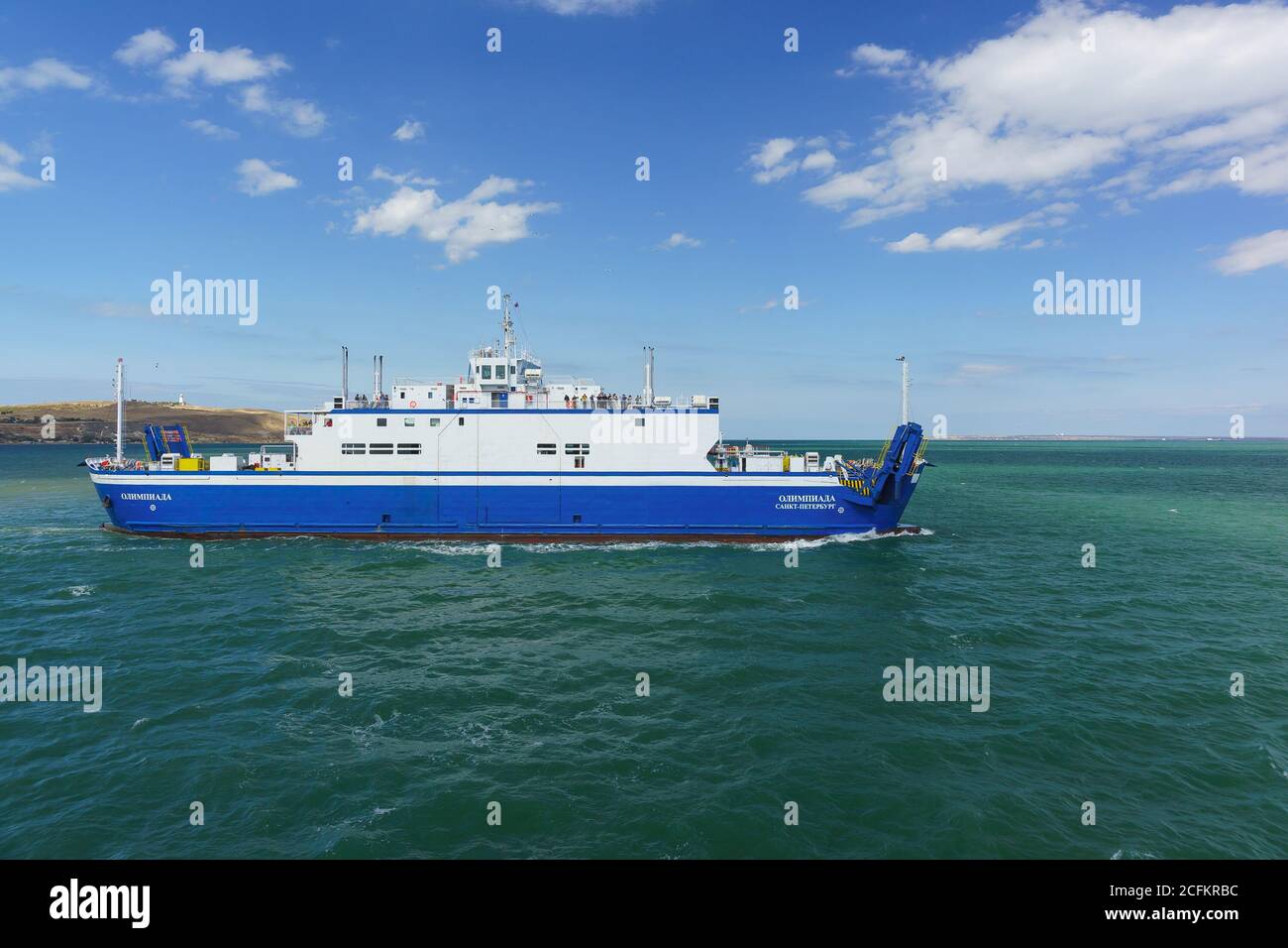 Russia, the Kerch Strait - September 02.2017: 'Olympics' (Dooriya) - the second of the Greek car ferry which is on 16 July 2014 provides transportatio Stock Photo