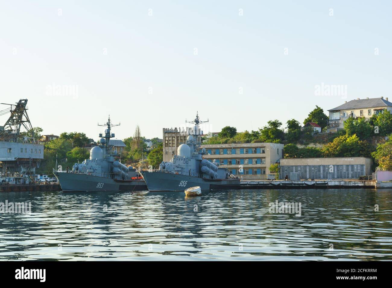 Russia, Crimea, Sevastopol - September 03.2017: Missile boats 'R-60' (hull number 955) and 'R-239' (no. 953) 41-th brigade of missile boats black sea Stock Photo