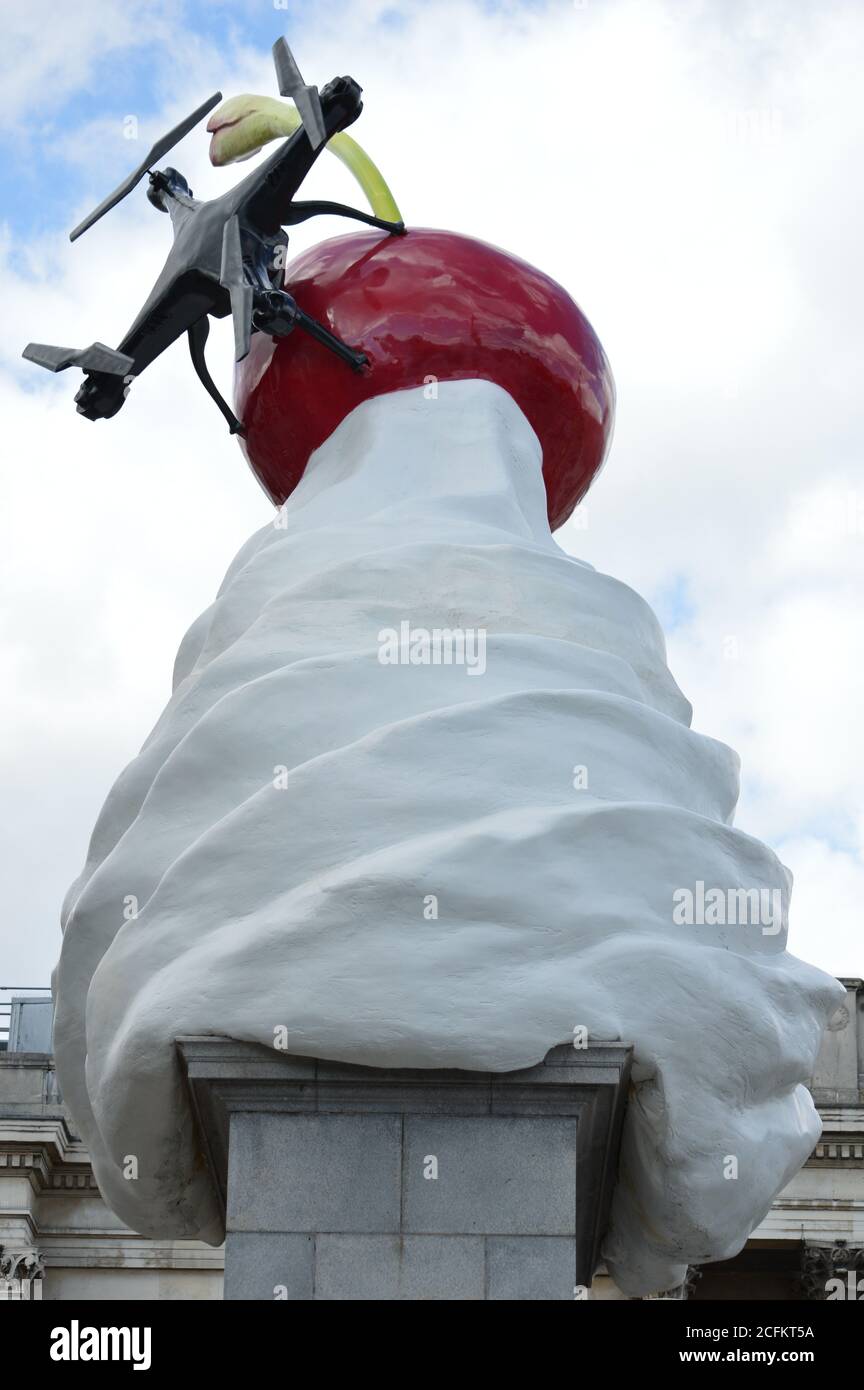 London, UK. 5 September 2020. The END sculpture on the Fourth Plinth in London Trafalgar Square by artist Heather Phillipson and will remain till 2022 Stock Photo