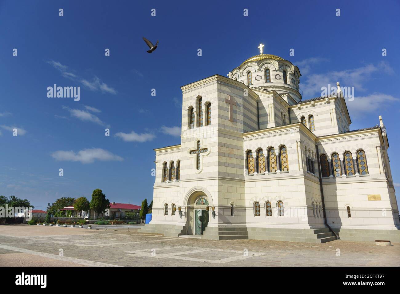 Russia, Crimea, Sevastopol - September 04.2017: the Vladimir Cathedral in Chersonesos - the Orthodox Church of the Moscow Patriarchate on the territor Stock Photo