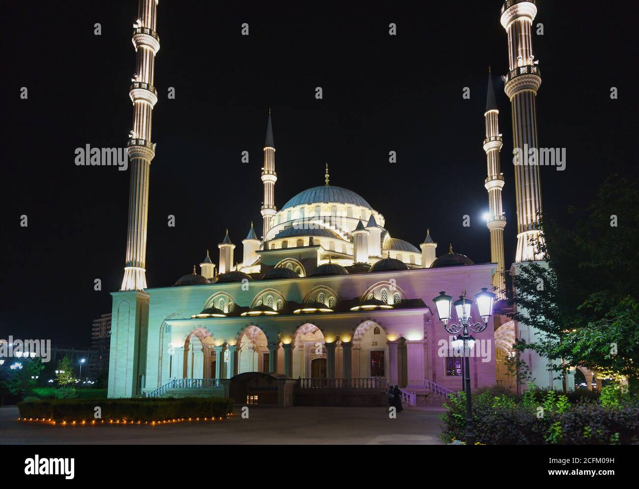 Grozny, Chechen Republic, Russia - June 01, 2019: the heart of Chechnya Mosque is one of the largest mosques in the world. A popular attraction of the Stock Photo