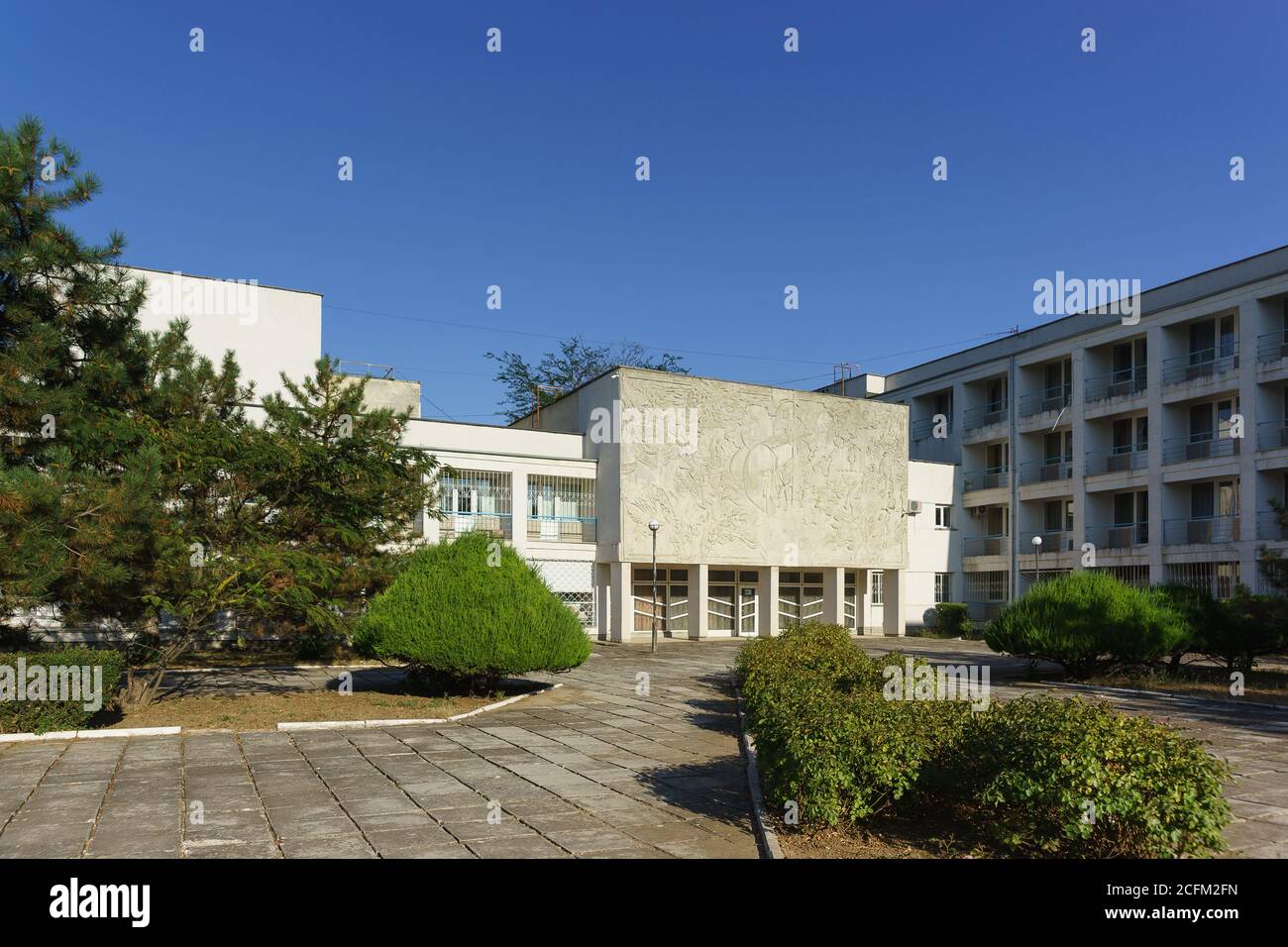 Evpatoria, Crimea, Russia-September 7, 2019: Building of the fsbi Russian sanatorium and rehabilitation center for orphans and children left without p Stock Photo