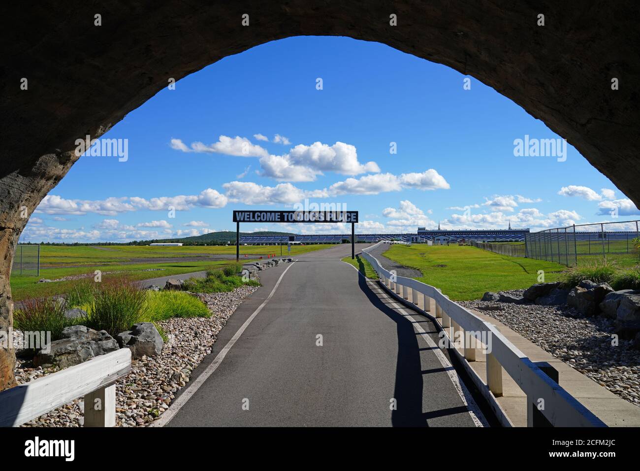 LONG POND, PA -30 AUG 2020- View of the Pocono Raceway (Tricky Triangle), a  superspeedway located in the Pocono Mountains in Long Pond, Pennsylvania  Stock Photo - Alamy