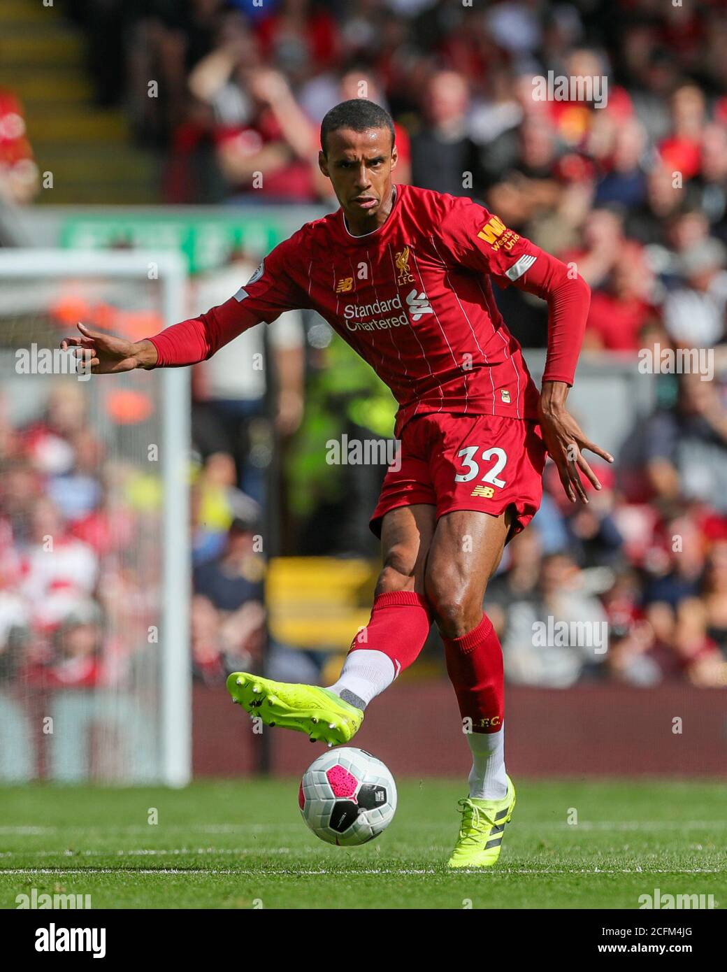 14th September 2019 , Anfield, Liverpool, England; Premier League Football, Liverpool vs Newcastle United ; Joel Matip (32) of Liverpool during the game  Credit: Mark Cosgrove/News Images    Premier League/EFL Football images are subject to DataCo Licence Stock Photo