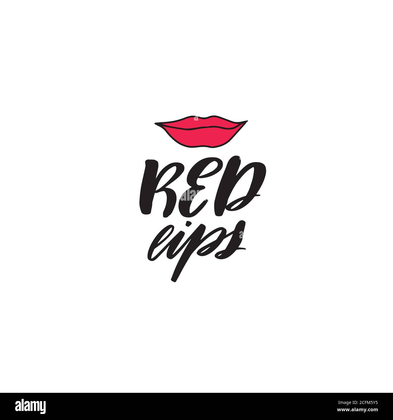 Sketch red lips lettering for print design lettering.  Stock Vector