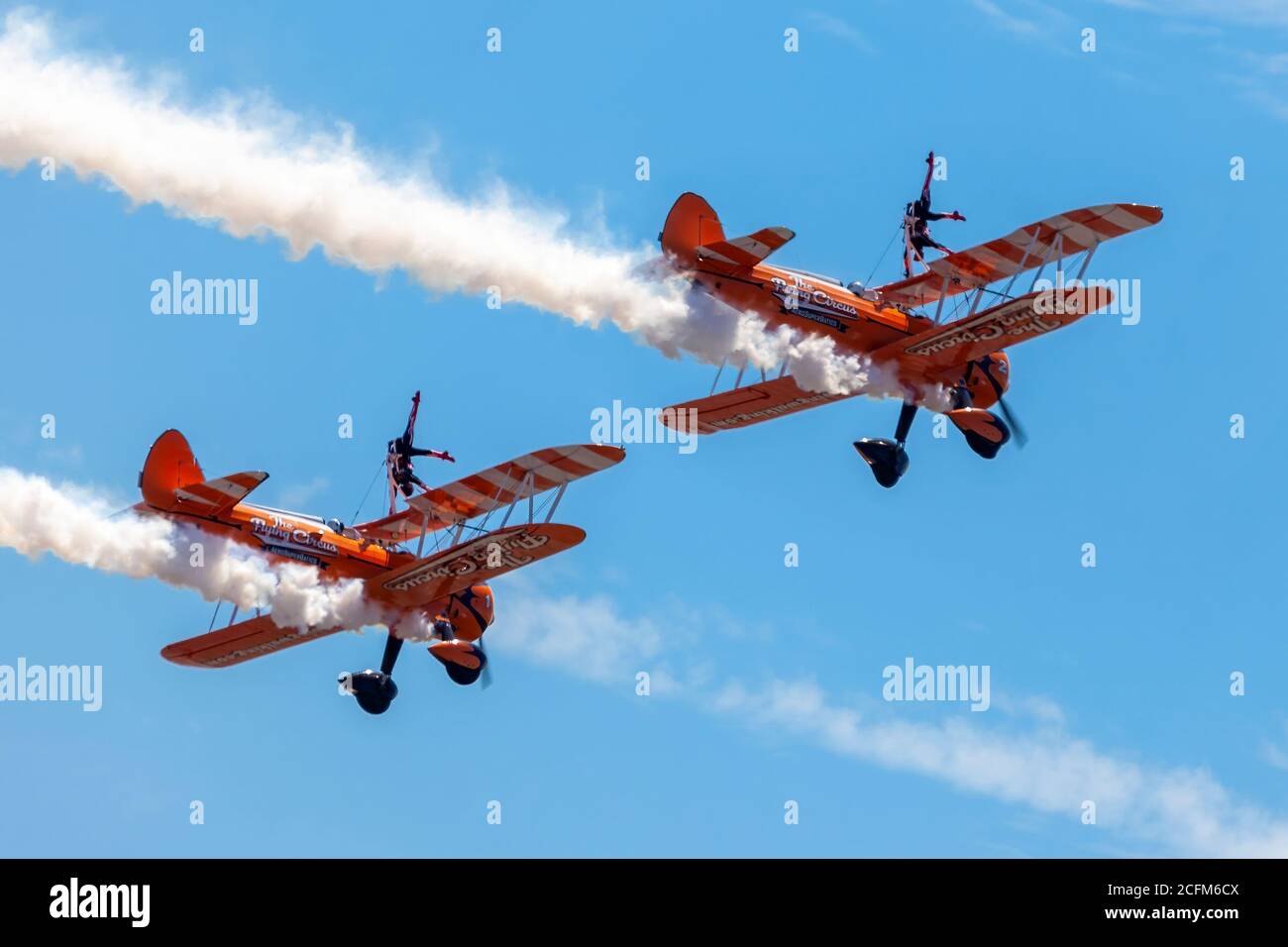 Swansea, Wales, UK , June 30, 2018 Flying Circus aircraft female