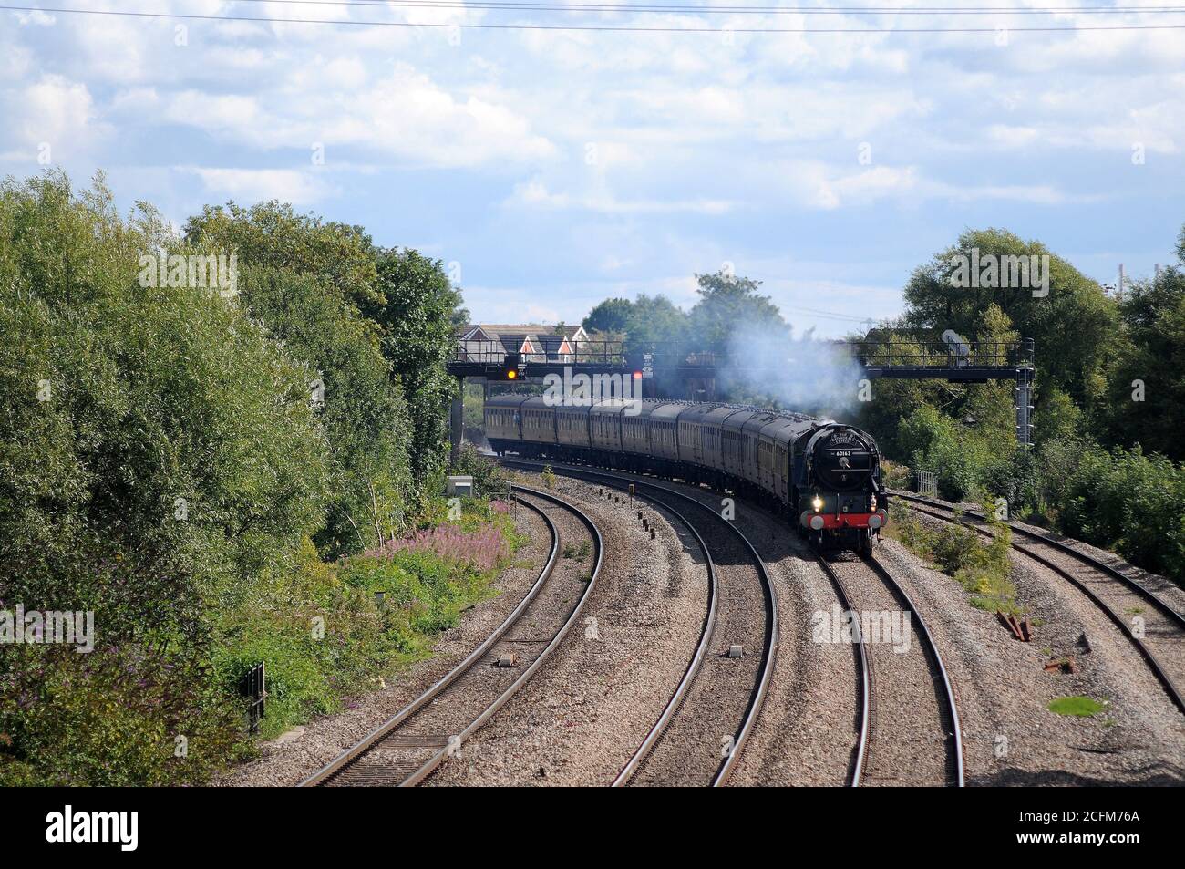 60163 'Tornado' westbound at Magor with a 'Cathedrals Express' for Cardiff Central. Stock Photo