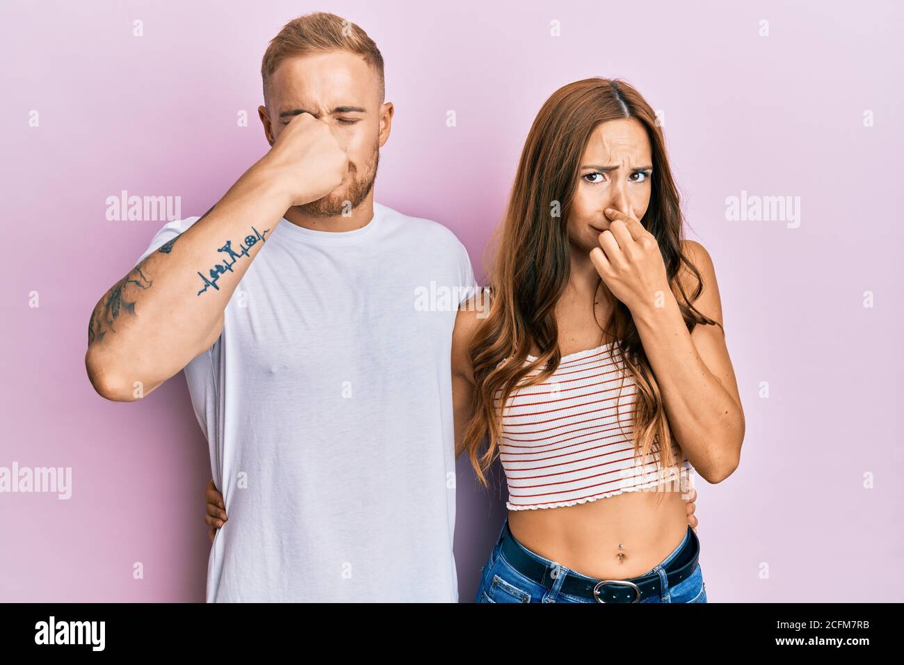 Young couple of girlfriend and boyfriend hugging and standing together