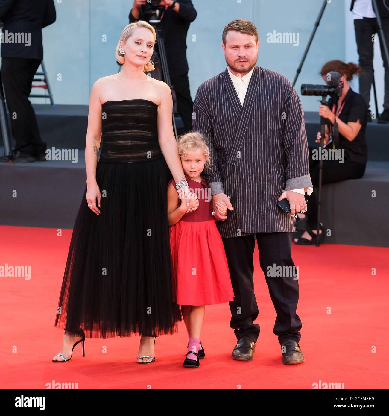 Palazzo del Cinema, Lido, Venice, Italy. 6th Sep, 2020. Mona Fastvold, Adelaide James Fastvold Corbet, Brady Corbet poses on the red carpet at The World to Come. Picture by Credit: Julie Edwards/Alamy Live News Stock Photo