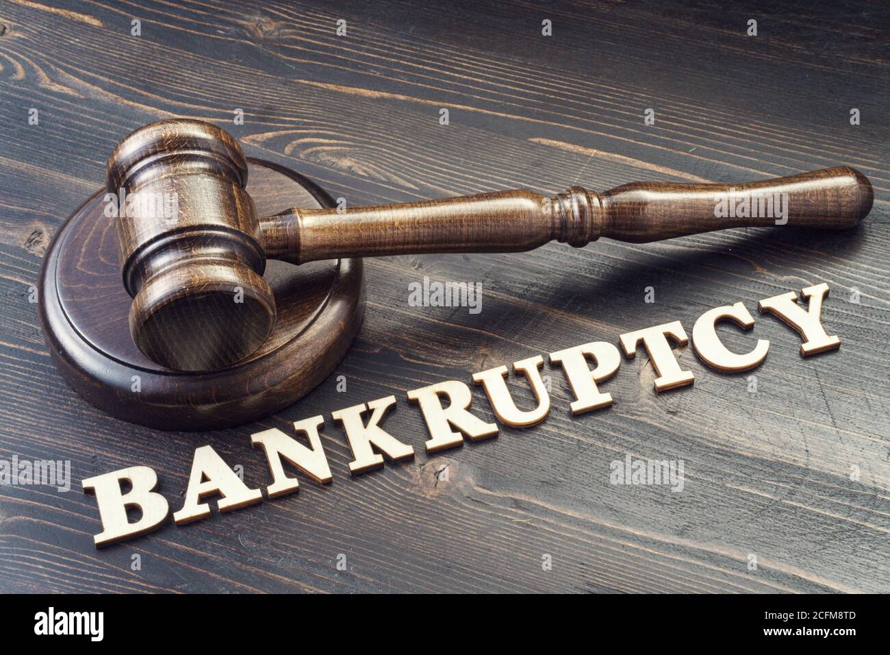 Judges gavel and bankruptcy Stock Photo