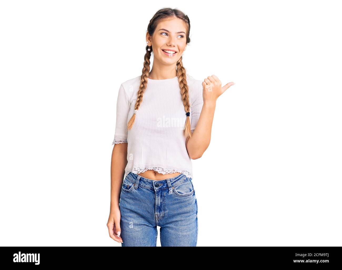 Confident woman blonde braids hi-res stock photography and images - Alamy