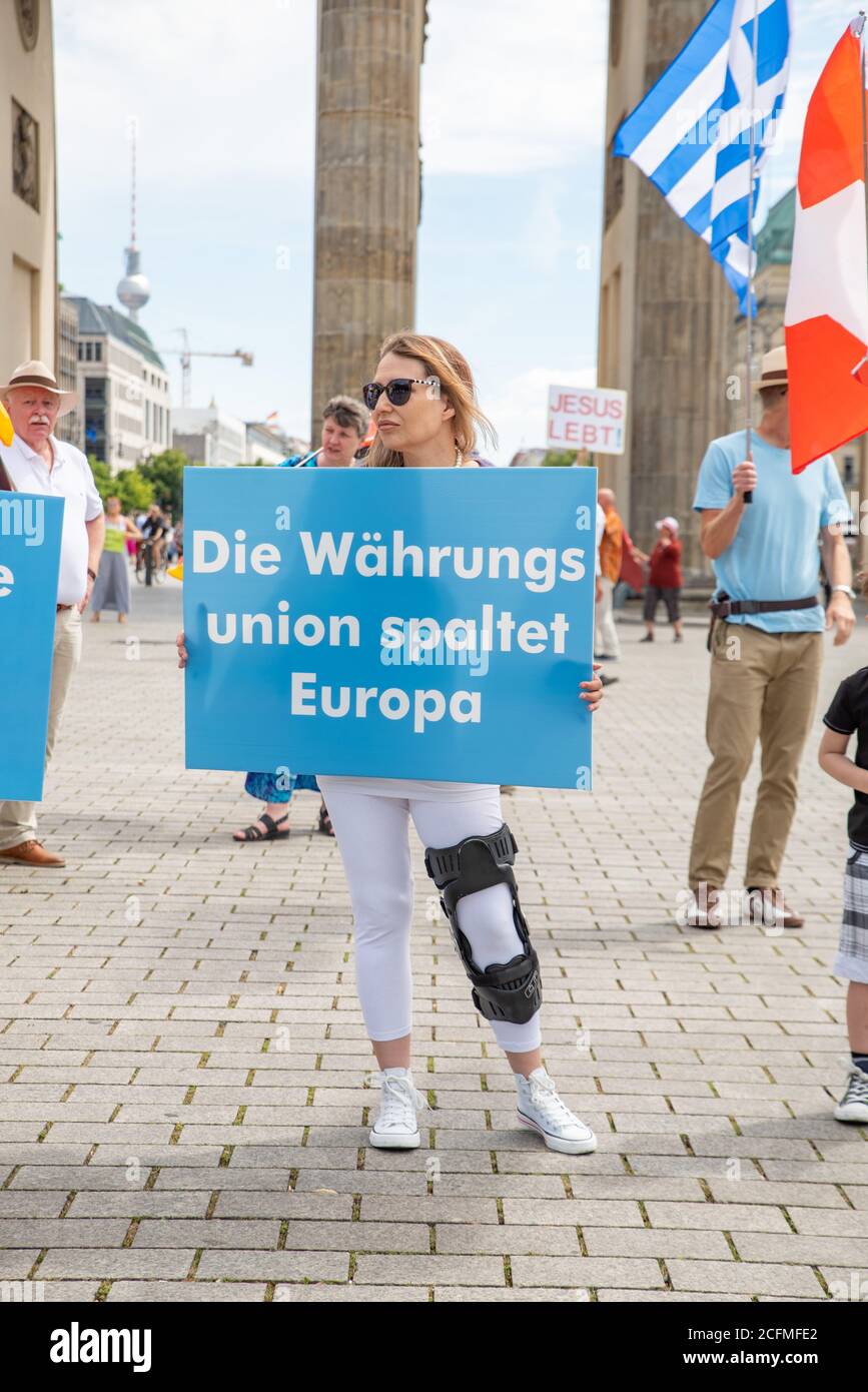 An anti-Euro rally by the AfD in Berlin on 04.07.2020 Stock Photo