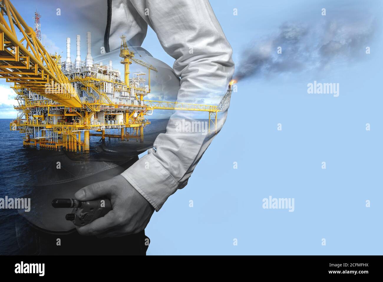 Oil drilling industry, energy, fuel and modern production technology.Industry 4.0 concept. Stock Photo
