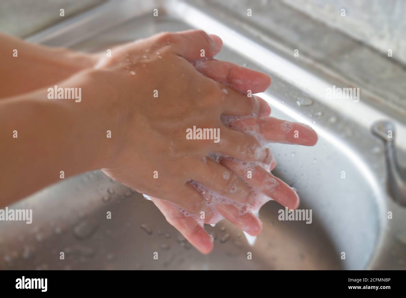 Washing soap bubbles personal hygiene, stock photo Stock Photo