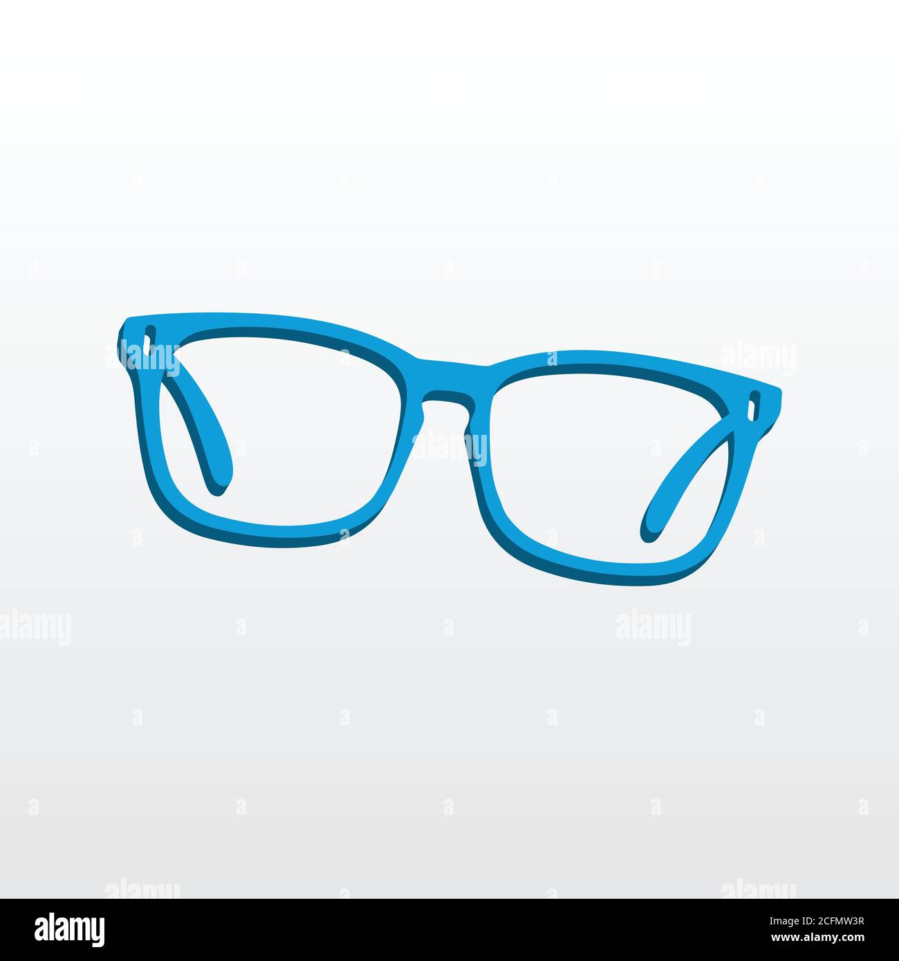 3d Style blue gradient eyeglasses icon vector illustration. Blue