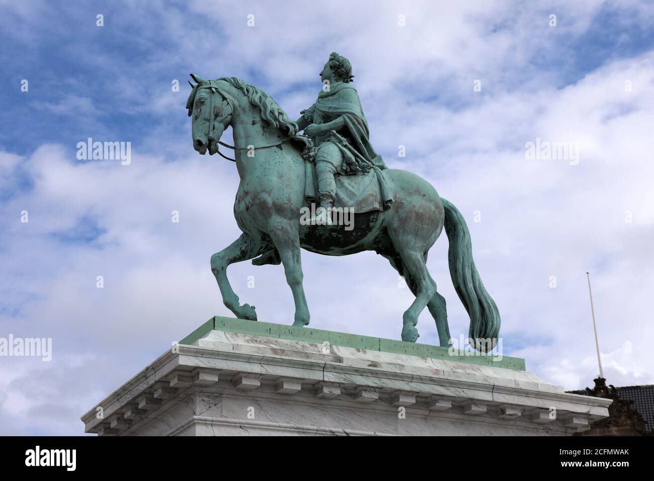 Statue of King Frederik V at the Amalienborg Palace in Copenhagen Stock Photo
